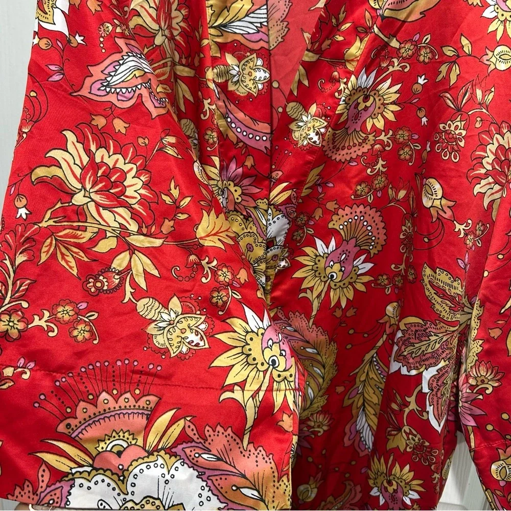 Natori Robe Long Floral Cherry Blossom Kimono Lingerie Pockets Artsy - Picture 5 of 11